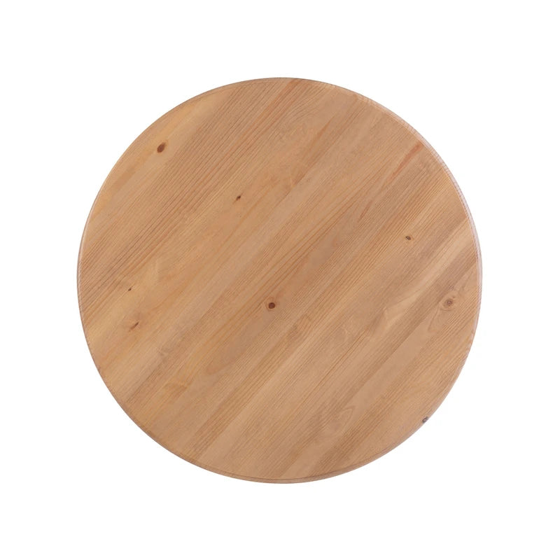 Table à manger ronde rustique en pin massif – Pied central, 4 places, 122 cm