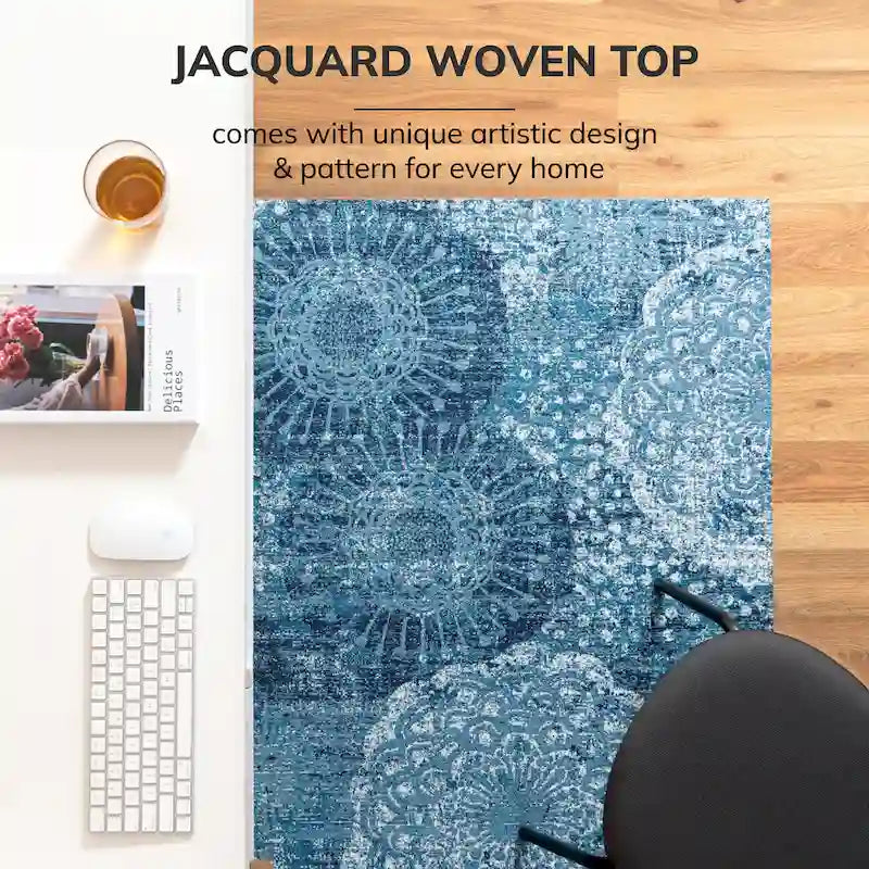 Tapis de chaise Rug’d 91 x 122 cm – Polyester Jacquard, antidérapant, planchers durs et tapis