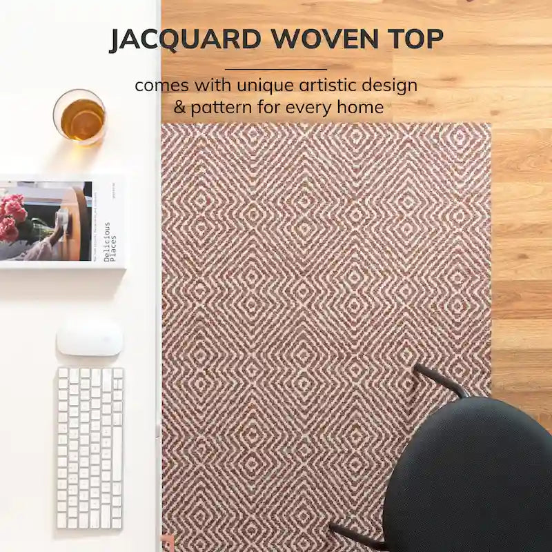 Tapis de chaise Rug’d 91 x 122 cm – Polyester Jacquard, antidérapant, planchers durs et tapis