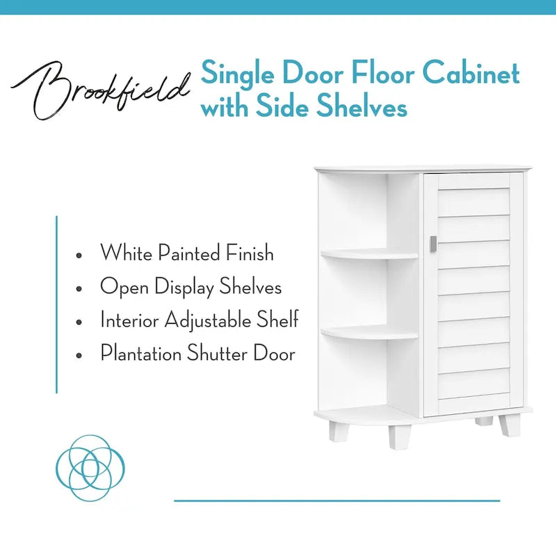 Armoire de rangement de salle de bain et buanderie RiverRidge Brookfield à porte simple, avec étagères ajustables et fixes - Blanc