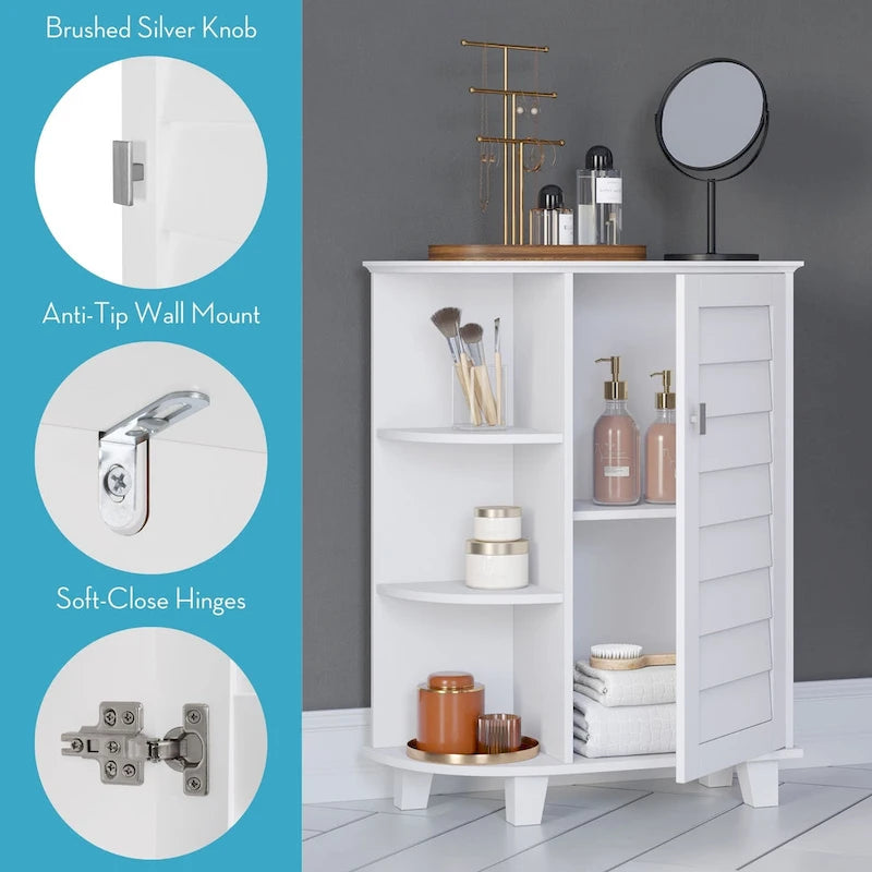 Armoire de rangement de salle de bain et buanderie RiverRidge Brookfield à porte simple, avec étagères ajustables et fixes - Blanc