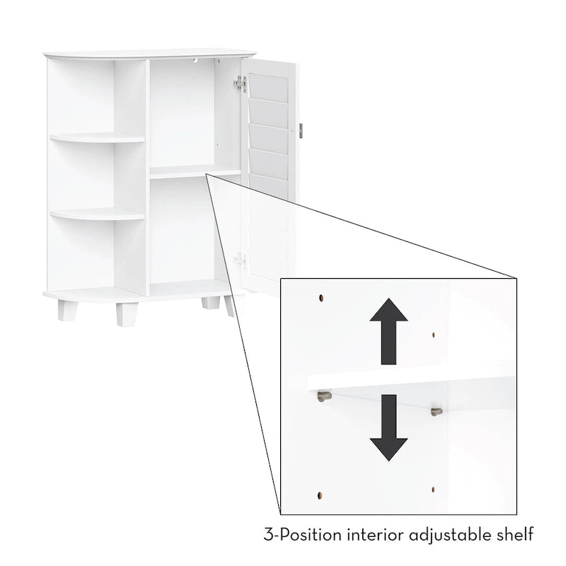 Armoire de rangement de salle de bain et buanderie RiverRidge Brookfield à porte simple, avec étagères ajustables et fixes - Blanc