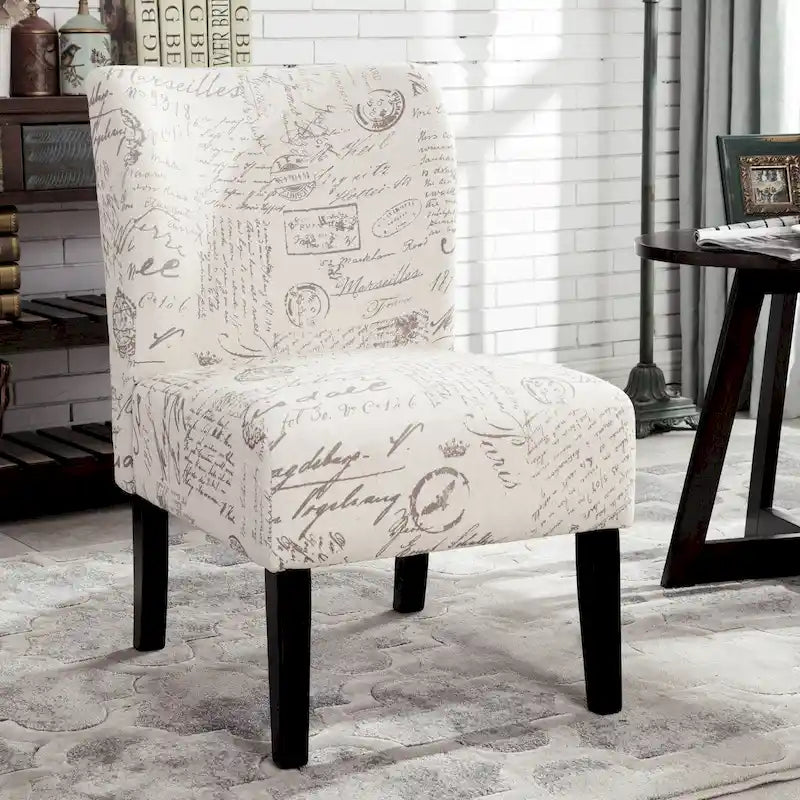 Fauteuil d'appoint contemporain sans accoudoirs en tissu léger imprimé ardoise, pour le salon