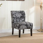 Fauteuil d'appoint contemporain sans accoudoirs en tissu léger imprimé ardoise, pour le salon