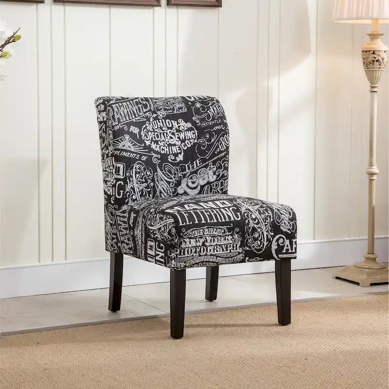 Fauteuil d'appoint contemporain sans accoudoirs en tissu léger imprimé ardoise, pour le salon