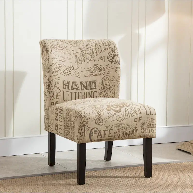 Fauteuil d'appoint contemporain sans accoudoirs en tissu léger imprimé ardoise, pour le salon