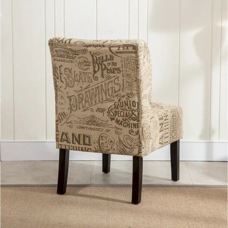 Fauteuil d'appoint contemporain sans accoudoirs en tissu léger imprimé ardoise, pour le salon