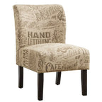 Fauteuil d'appoint contemporain sans accoudoirs en tissu léger imprimé ardoise, pour le salon