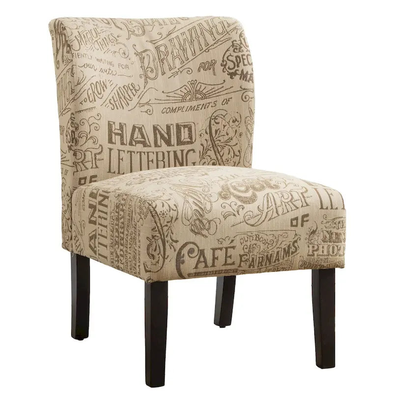 Fauteuil d'appoint contemporain sans accoudoirs en tissu léger imprimé ardoise, pour le salon