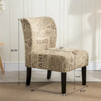 Fauteuil d'appoint contemporain sans accoudoirs en tissu léger imprimé ardoise, pour le salon