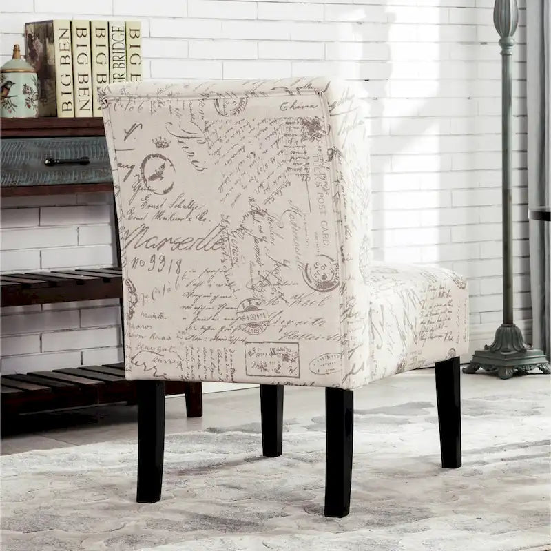 Fauteuil d'appoint contemporain sans accoudoirs en tissu léger imprimé ardoise, pour le salon
