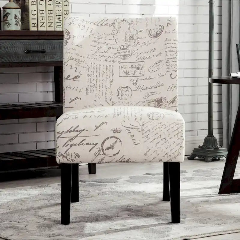 Fauteuil d'appoint contemporain sans accoudoirs en tissu léger imprimé ardoise, pour le salon