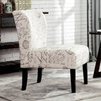 Fauteuil d'appoint contemporain sans accoudoirs en tissu léger imprimé ardoise, pour le salon