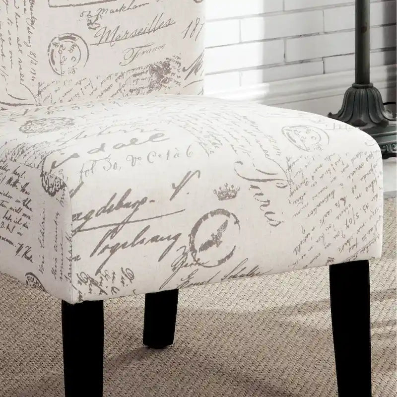 Fauteuil d'appoint contemporain sans accoudoirs en tissu léger imprimé ardoise, pour le salon