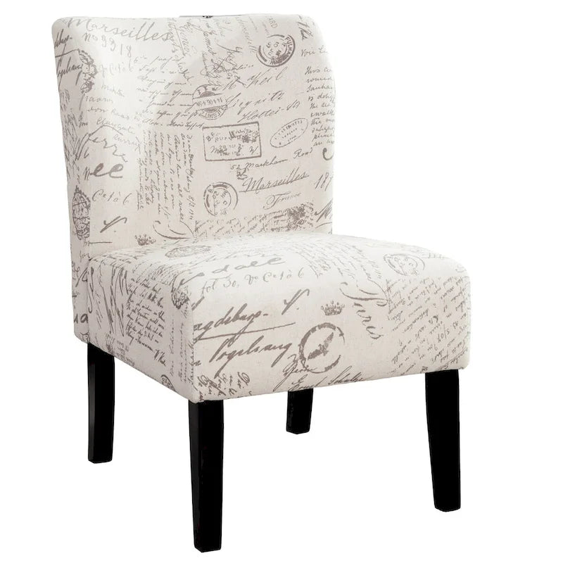 Fauteuil d'appoint contemporain sans accoudoirs en tissu léger imprimé ardoise, pour le salon
