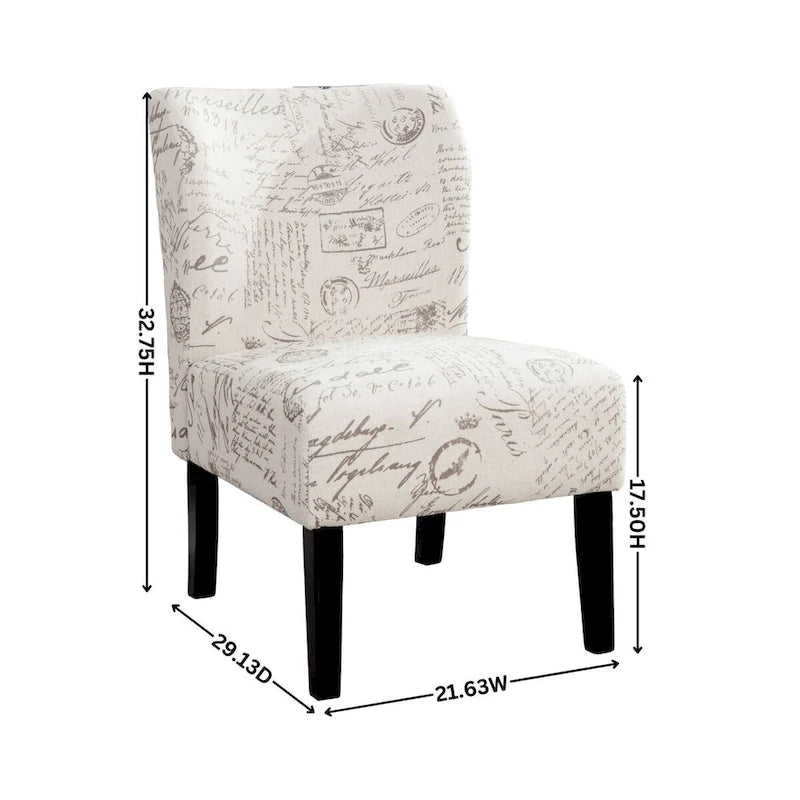 Fauteuil d'appoint contemporain sans accoudoirs en tissu léger imprimé ardoise, pour le salon