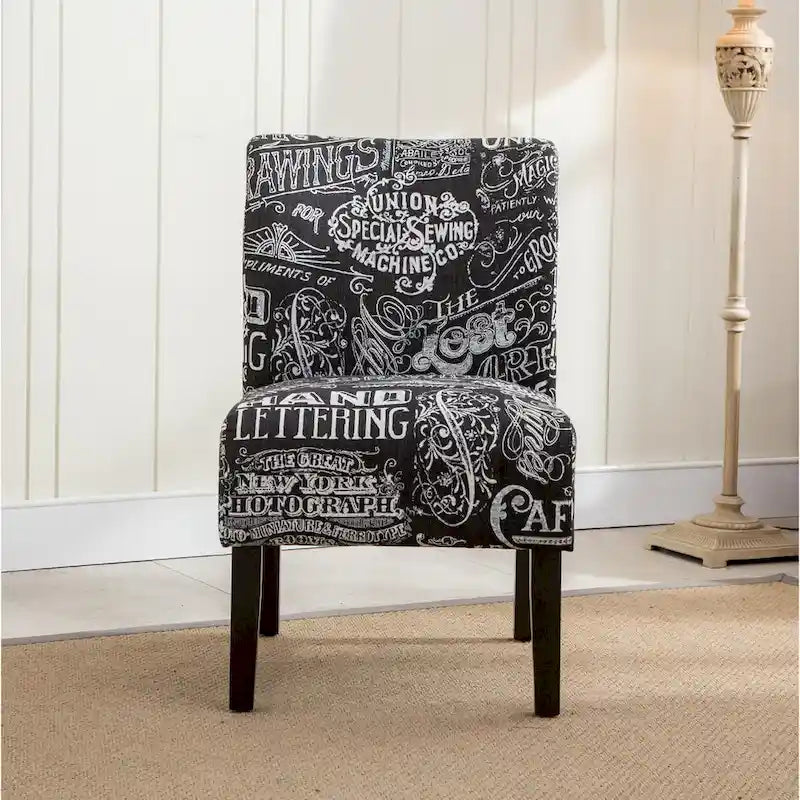 Fauteuil d'appoint contemporain sans accoudoirs en tissu léger imprimé ardoise, pour le salon