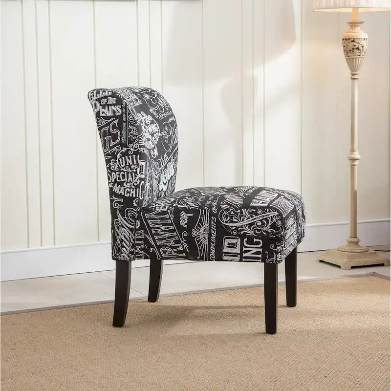 Fauteuil d'appoint contemporain sans accoudoirs en tissu léger imprimé ardoise, pour le salon