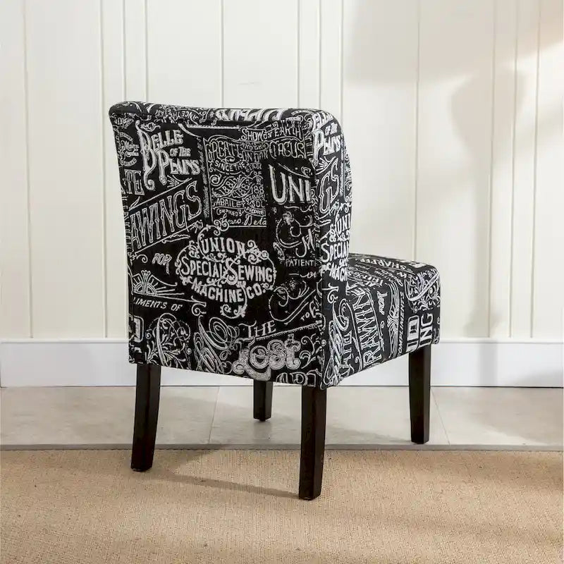 Fauteuil d'appoint contemporain sans accoudoirs en tissu léger imprimé ardoise, pour le salon