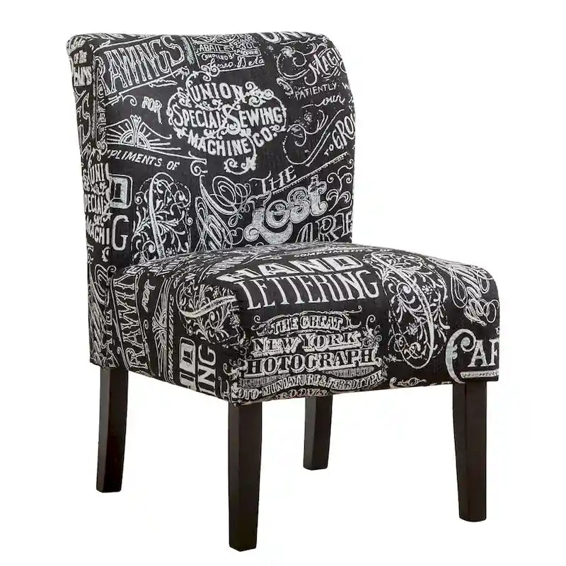 Fauteuil d'appoint contemporain sans accoudoirs en tissu léger imprimé ardoise, pour le salon