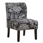Fauteuil d'appoint contemporain sans accoudoirs en tissu léger imprimé ardoise, pour le salon