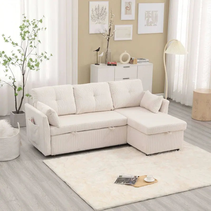 Le canapé d'angle de rangement se déplie en fauteuil relax