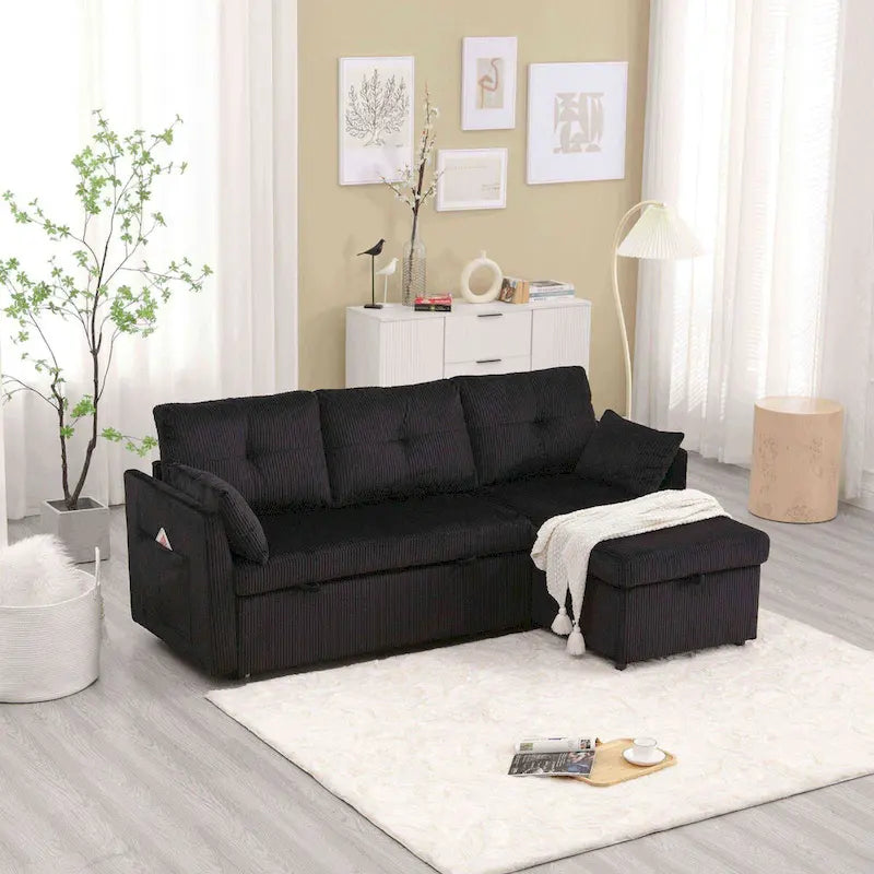 Le canapé d'angle de rangement se déplie en fauteuil relax