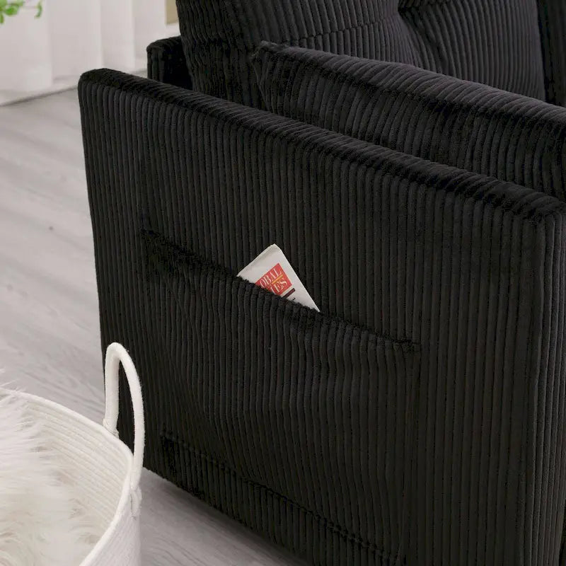 Le canapé d'angle de rangement se déplie en fauteuil relax