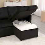 Le canapé d'angle de rangement se déplie en fauteuil relax