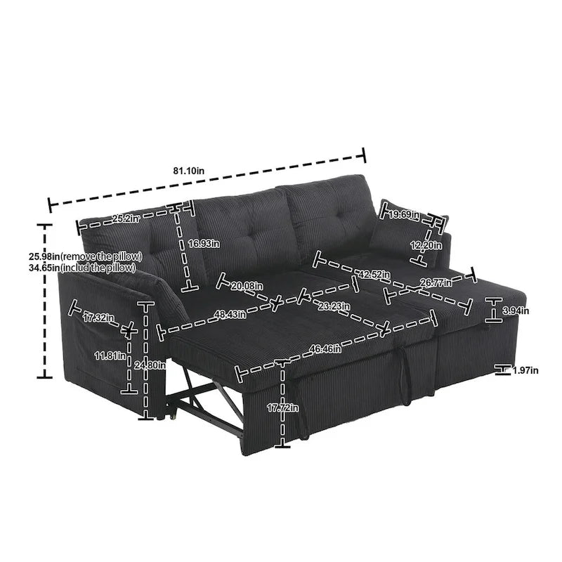 Le canapé d'angle de rangement se déplie en fauteuil relax