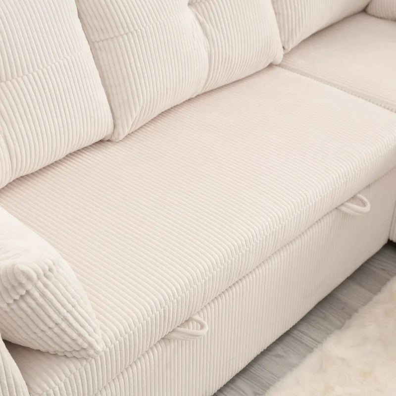 Le canapé d'angle de rangement se déplie en fauteuil relax