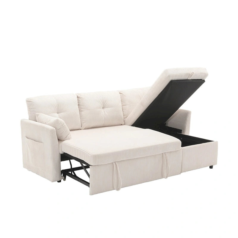 Le canapé d'angle de rangement se déplie en fauteuil relax