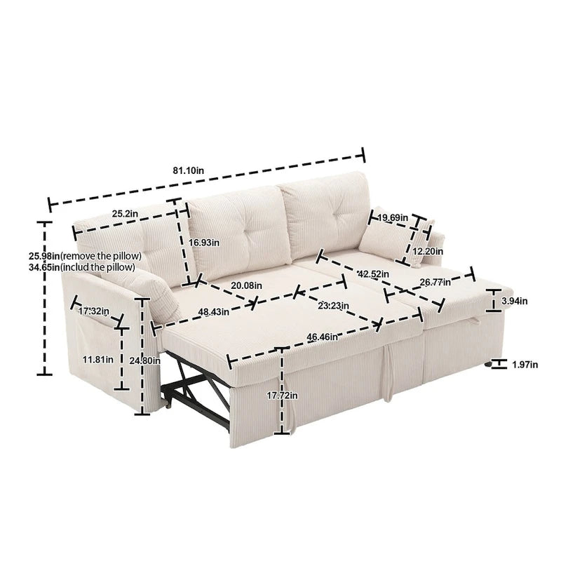 Le canapé d'angle de rangement se déplie en fauteuil relax