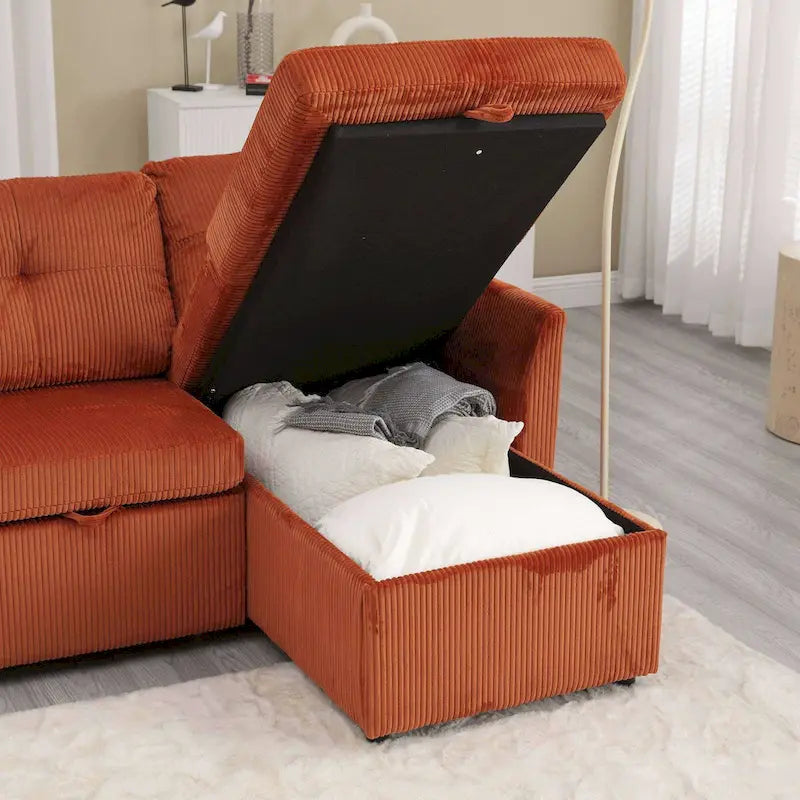 Le canapé d'angle de rangement se déplie en fauteuil relax