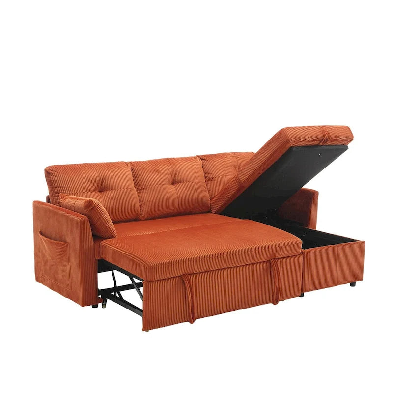 Le canapé d'angle de rangement se déplie en fauteuil relax