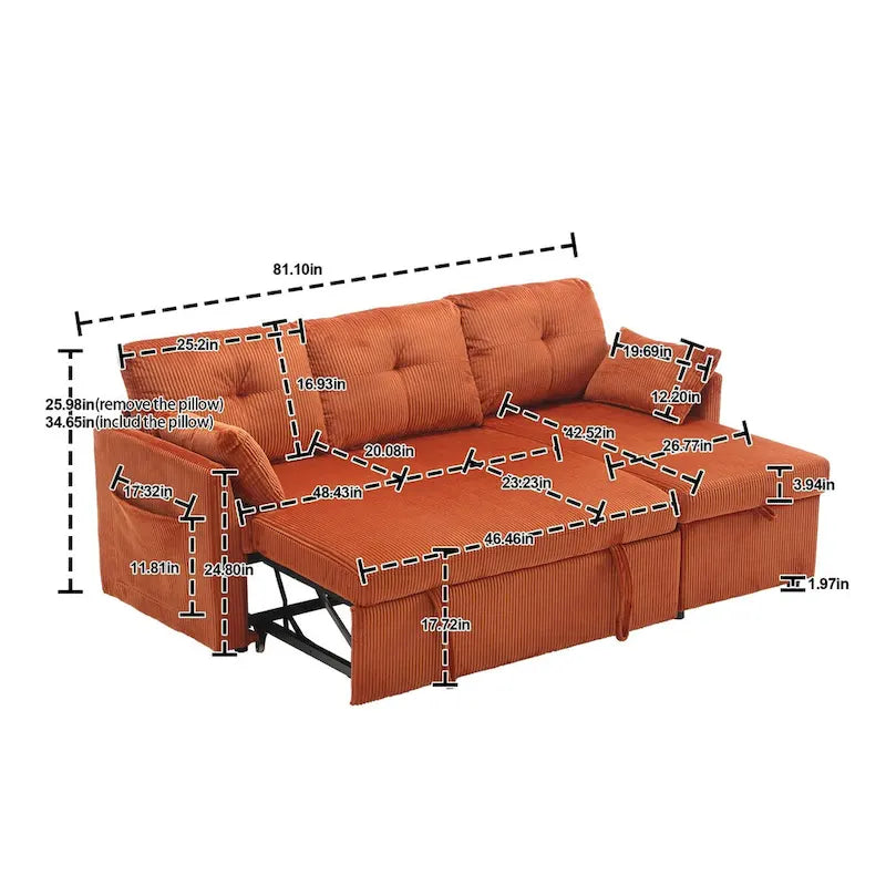 Le canapé d'angle de rangement se déplie en fauteuil relax