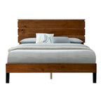 Cadre de lit plateforme en bois massif style Mid-Century Modern avec tête de lit en 3 parties