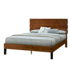 Cadre de lit plateforme en bois massif style Mid-Century Modern avec tête de lit en 3 parties