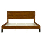 Cadre de lit plateforme en bois massif style Mid-Century Modern avec tête de lit en 3 parties