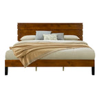 Cadre de lit plateforme en bois massif style Mid-Century Modern avec tête de lit en 3 parties