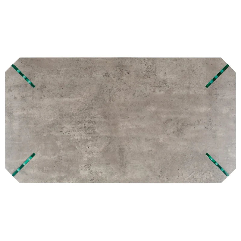 Table basse rectangulaire contemporaine à pieds en verre – Béton clair, 43x24x16"