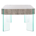 Table basse rectangulaire contemporaine à pieds en verre – Béton clair, 43x24x16"