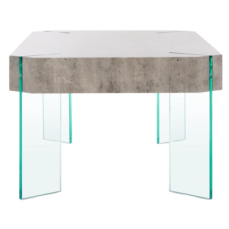 Table basse rectangulaire contemporaine à pieds en verre – Béton clair, 43x24x16"