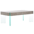 Table basse rectangulaire contemporaine à pieds en verre – Béton clair, 43x24x16"