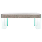 Table basse rectangulaire contemporaine à pieds en verre – Béton clair, 43x24x16"