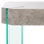 Table basse rectangulaire contemporaine à pieds en verre – Béton clair, 43x24x16"